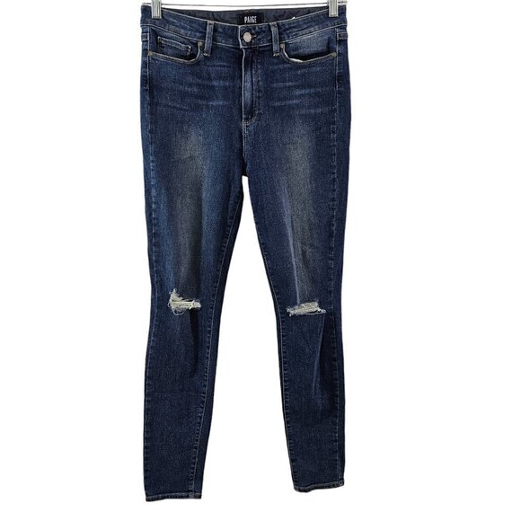 Paige Hoxton Ultra Skinny Women’s Distressed Ripped Mid Rise Blue Jeans Size 30 - Picture 12 of 16